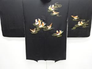 アンティーク　鴛鴦模様刺繍長絵羽織